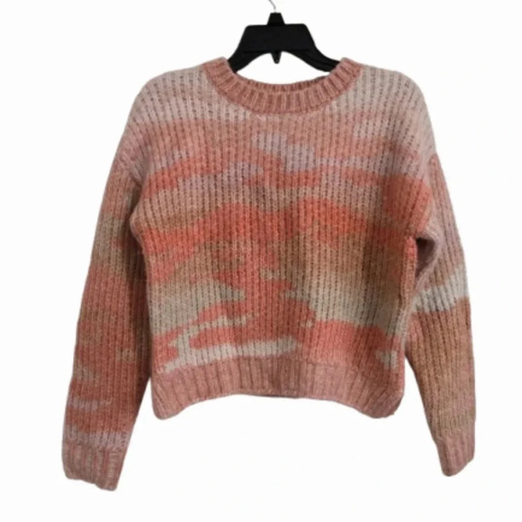 Studio B By Bobeau Knitted Sweater Womens Juniors Small Short Camo Winter Fall - Picture 1 of 10